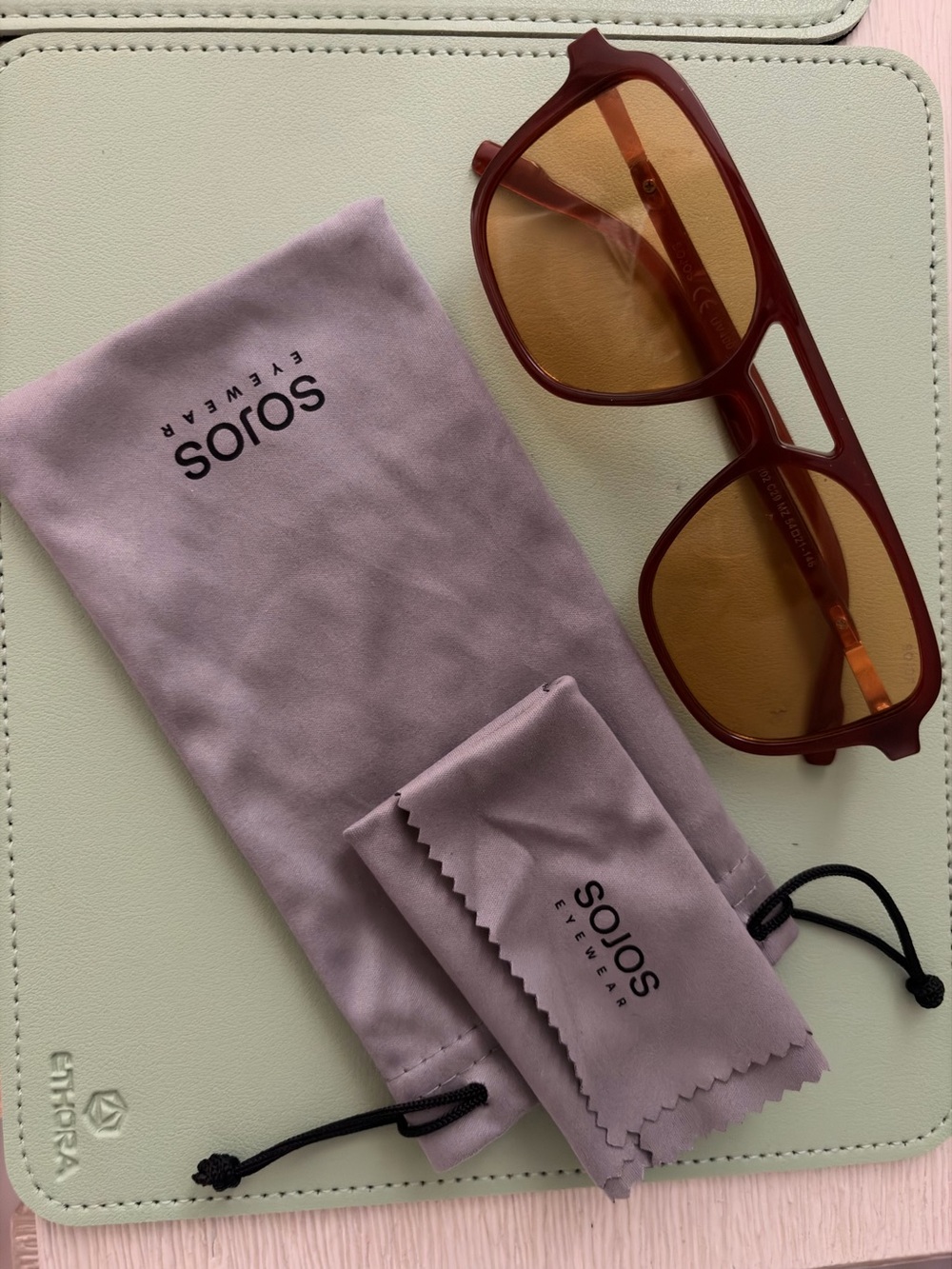 SOJOS Women's Burgundy Frame Sunglasses with Amber Lenses